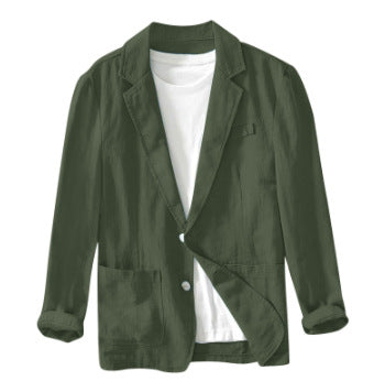 Heren Blazer met Revers en Knoopsluiting Regular Fit Donkergroen