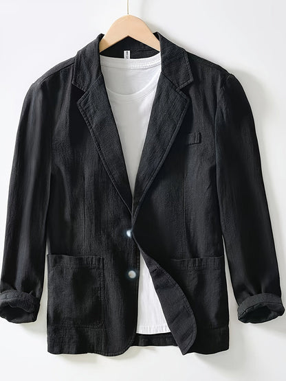 Heren Blazer met Revers en Knoopsluiting Regular Fit