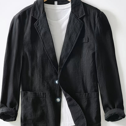 Heren Blazer met Revers en Knoopsluiting Regular Fit