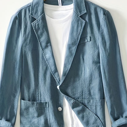 Heren Blazer met Revers en Knoopsluiting Regular Fit