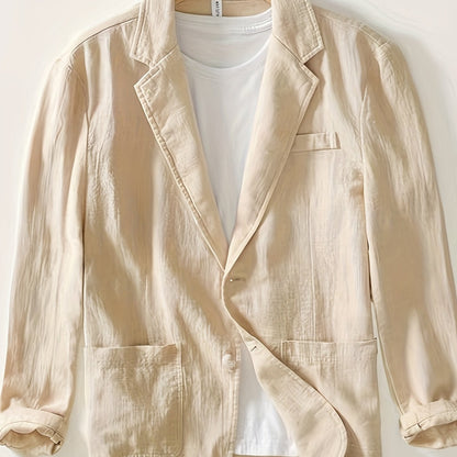 Heren Blazer met Revers en Knoopsluiting Regular Fit
