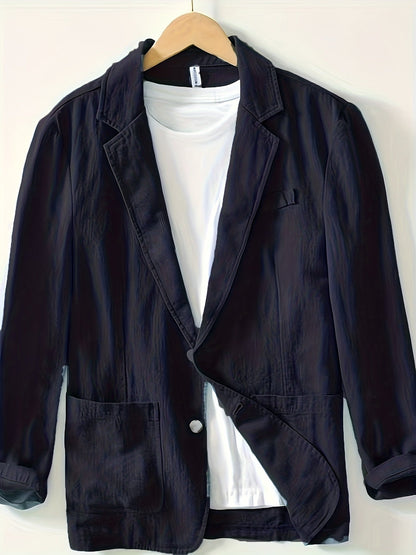 Heren Blazer met Revers en Knoopsluiting Regular Fit Zwart