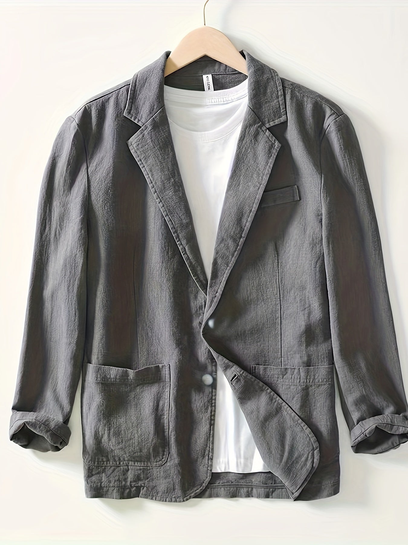 Heren Blazer met Revers en Knoopsluiting Regular Fit Grijs