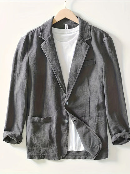 Heren Blazer met Revers en Knoopsluiting Regular Fit Grijs