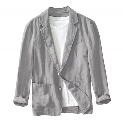 Heren Blazer met Revers en Knoopsluiting Regular Fit Lichtgrijs