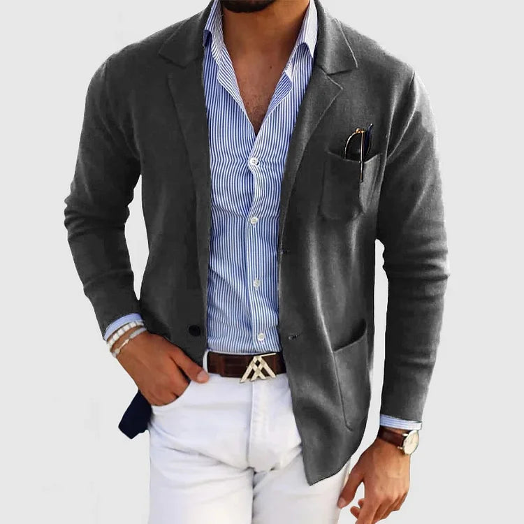 Heren Blazer met Reverskraag, Klepzakken en Lange Mouwen