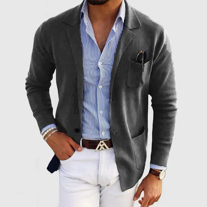 Heren Blazer met Reverskraag, Klepzakken en Lange Mouwen