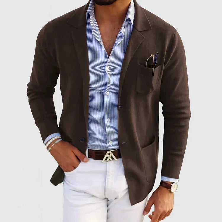 Heren Blazer met Reverskraag, Klepzakken en Lange Mouwen