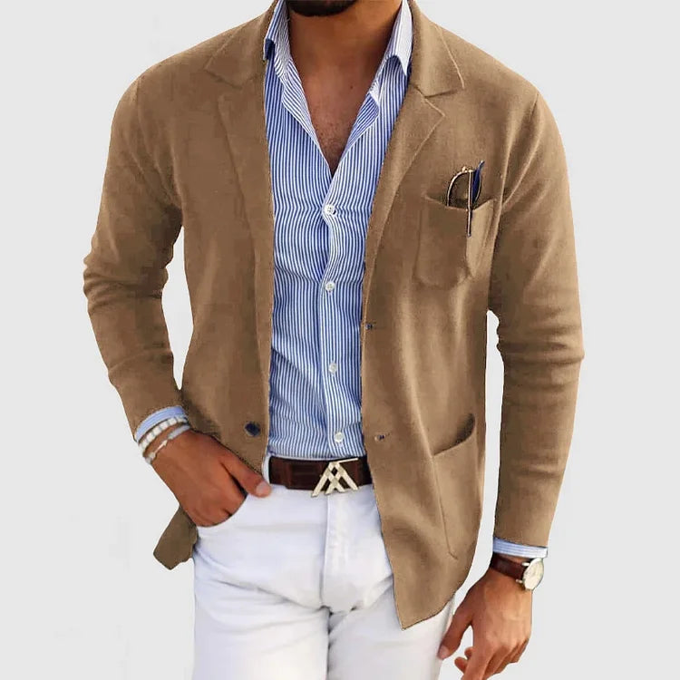 Heren Blazer met Reverskraag, Klepzakken en Lange Mouwen