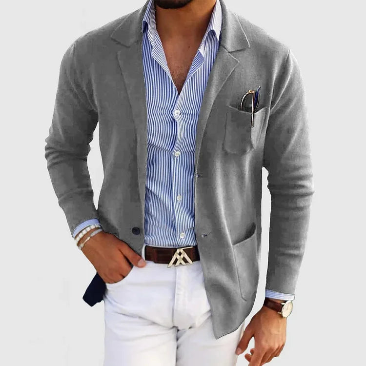 Heren Blazer met Reverskraag, Klepzakken en Lange Mouwen
