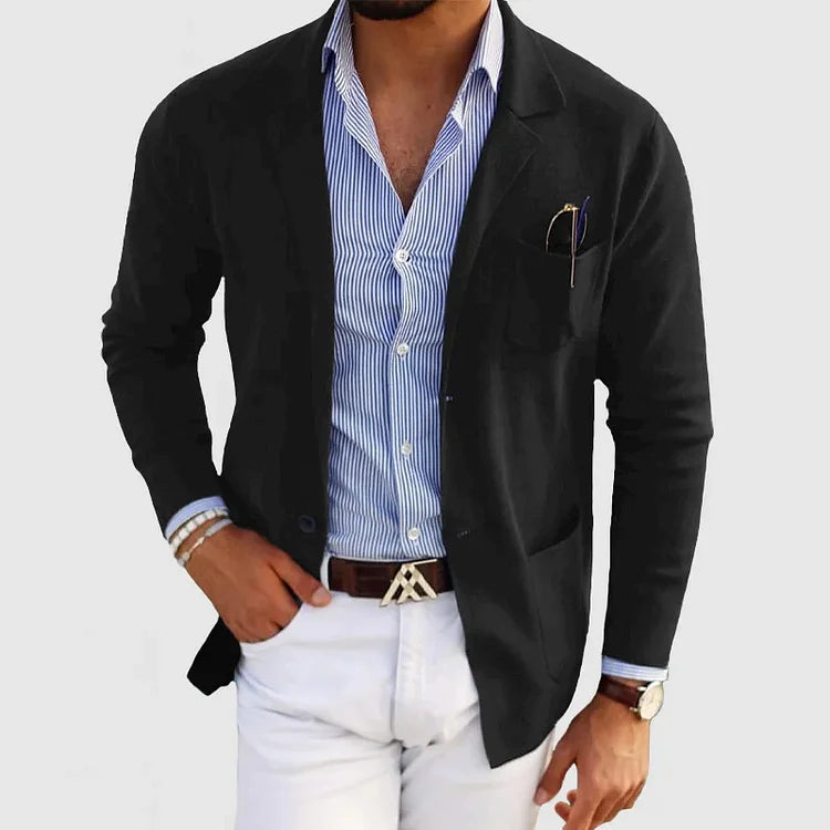 Heren Blazer met Reverskraag, Klepzakken en Lange Mouwen