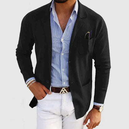 Heren Blazer met Reverskraag, Klepzakken en Lange Mouwen