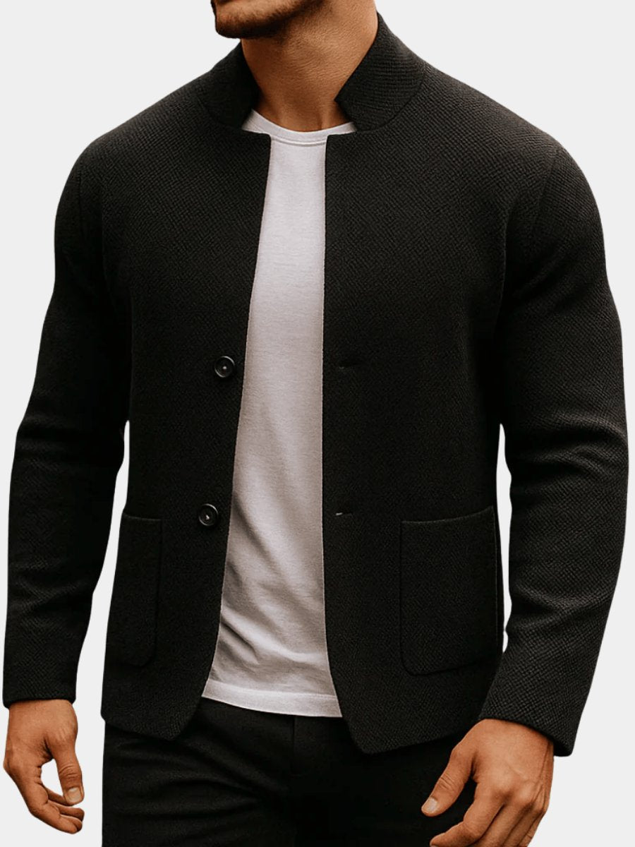 Heren Blazer met Staande Kraag en Knoopsluiting