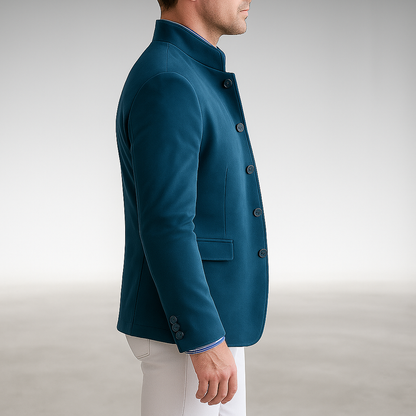 Heren Blazer met Staande Kraag en Knoopsluiting Slim Fit