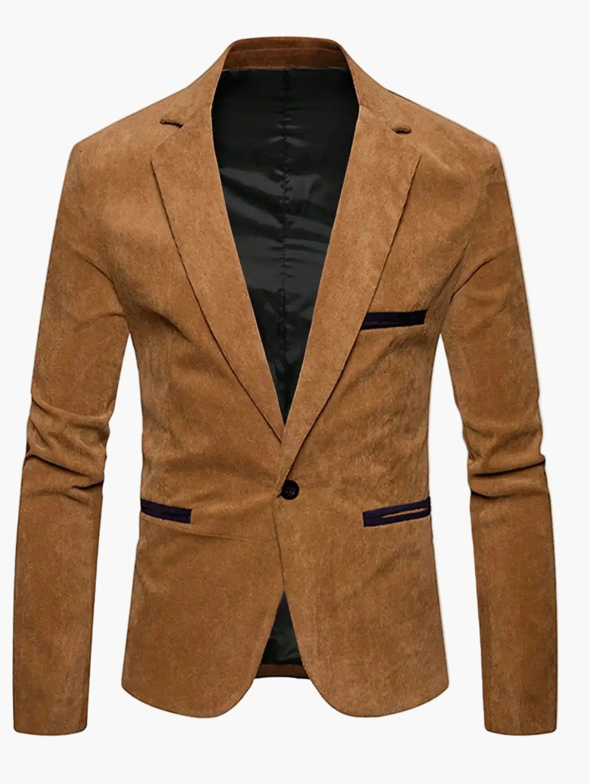 Heren Blazer Slim Fit met Contrasterende Paspels en Revers