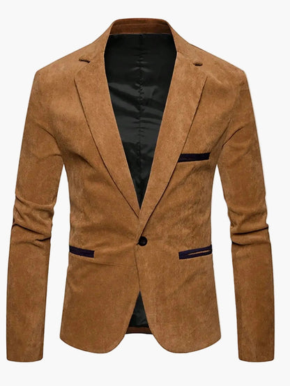 Heren Blazer Slim Fit met Contrasterende Paspels en Revers