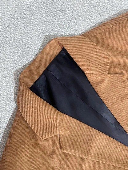 Heren Blazer Slim Fit met Contrasterende Paspels en Revers