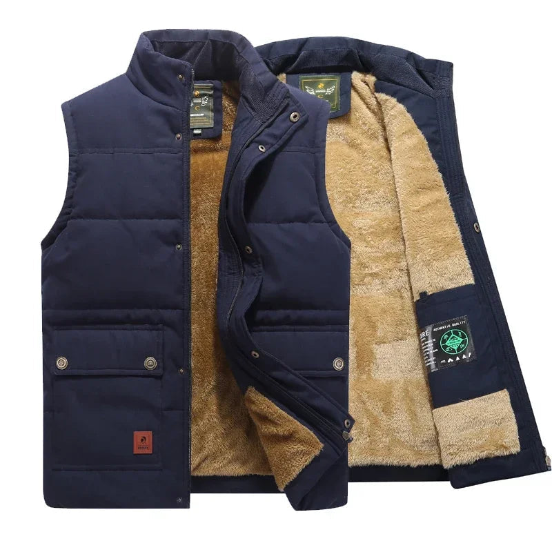 Heren Bodywarmer met Staande Kraag en Fleece Voering Blauw