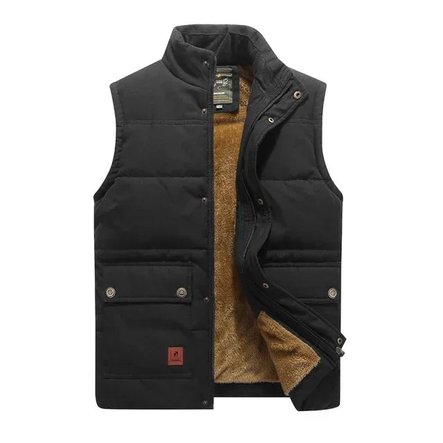 Heren Bodywarmer met Staande Kraag en Fleece Voering Zwart