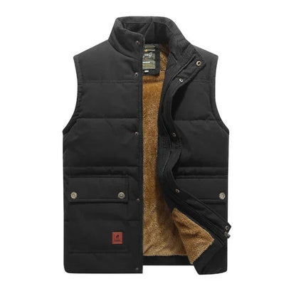 Heren Bodywarmer met Staande Kraag en Fleece Voering Zwart