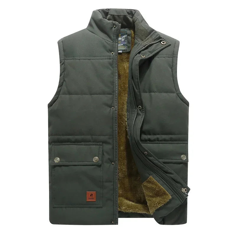 Heren Bodywarmer met Staande Kraag en Fleece Voering Groen