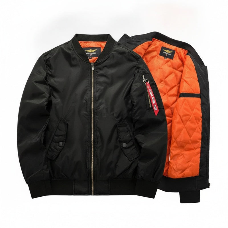 Heren Bomber Jacket met Gewatteerde Voering en Ritssluiting