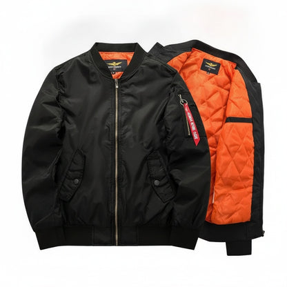 Heren Bomber Jacket met Gewatteerde Voering en Ritssluiting