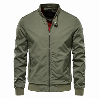 Heren Bomber Jacket met Opstaande Kraag en Ritssluiting Groen
