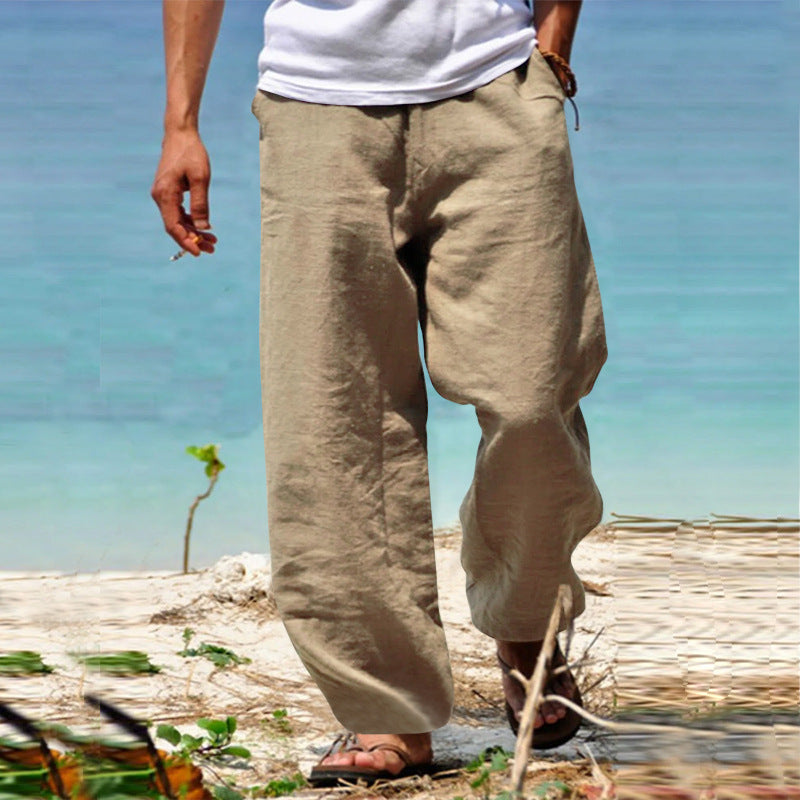 Heren Broek Loose Fit met Trekkoord Khaki