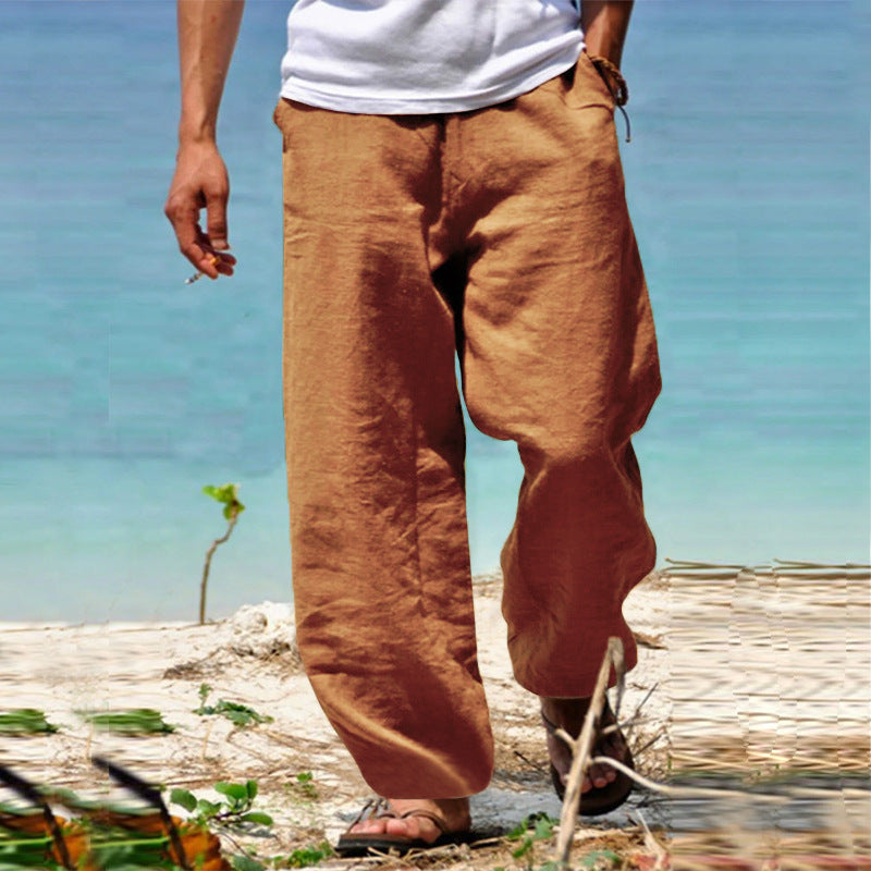 Heren Broek Loose Fit met Trekkoord Bruin