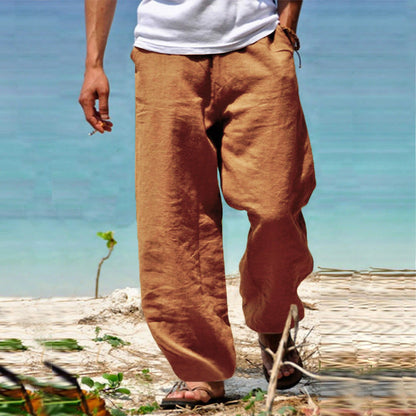 Heren Broek Loose Fit met Trekkoord Bruin