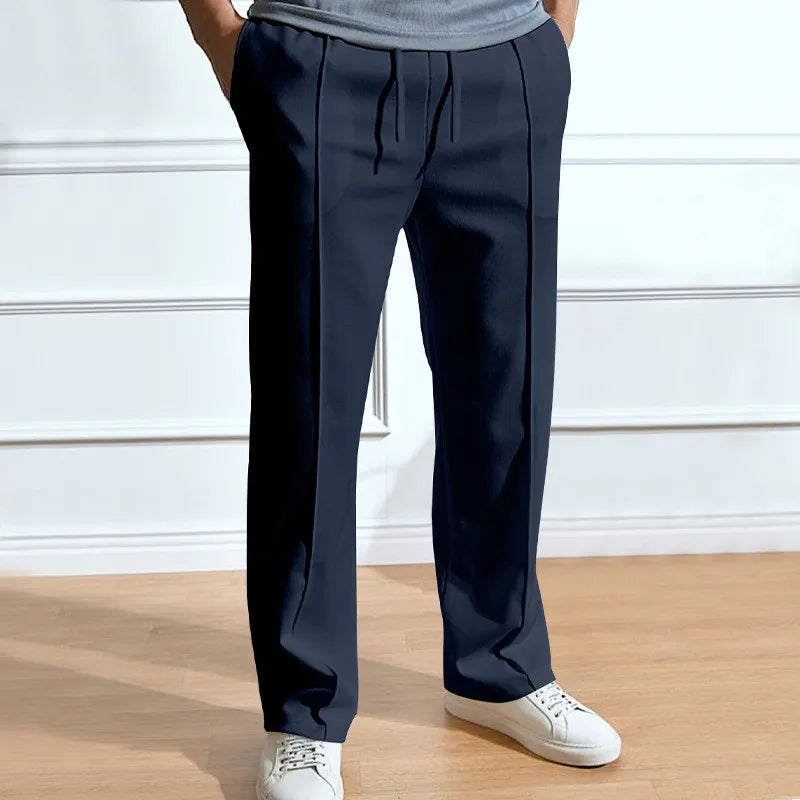 Heren Broek met Elastische Taille en Slank Silhouet Marineblauw