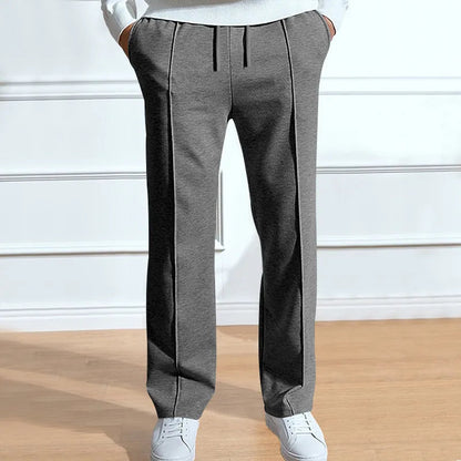 Heren Broek met Elastische Taille en Slank Silhouet Grijs