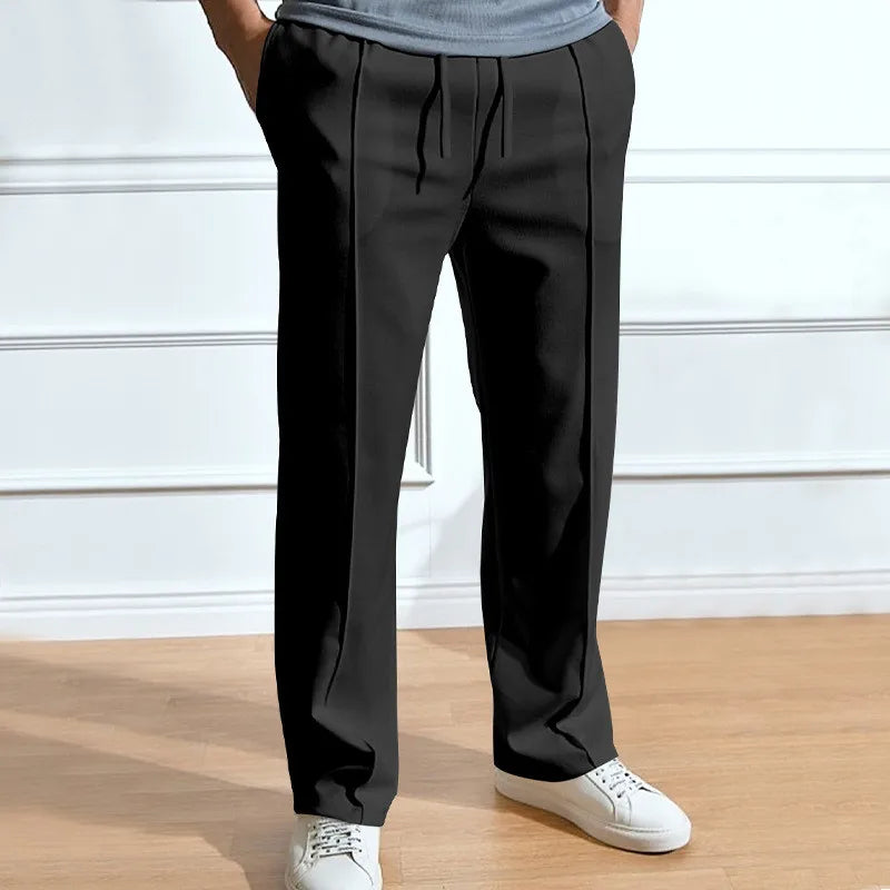 Heren Broek met Elastische Taille en Slank Silhouet Zwart