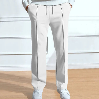 Heren Broek met Elastische Taille en Slank Silhouet Wit