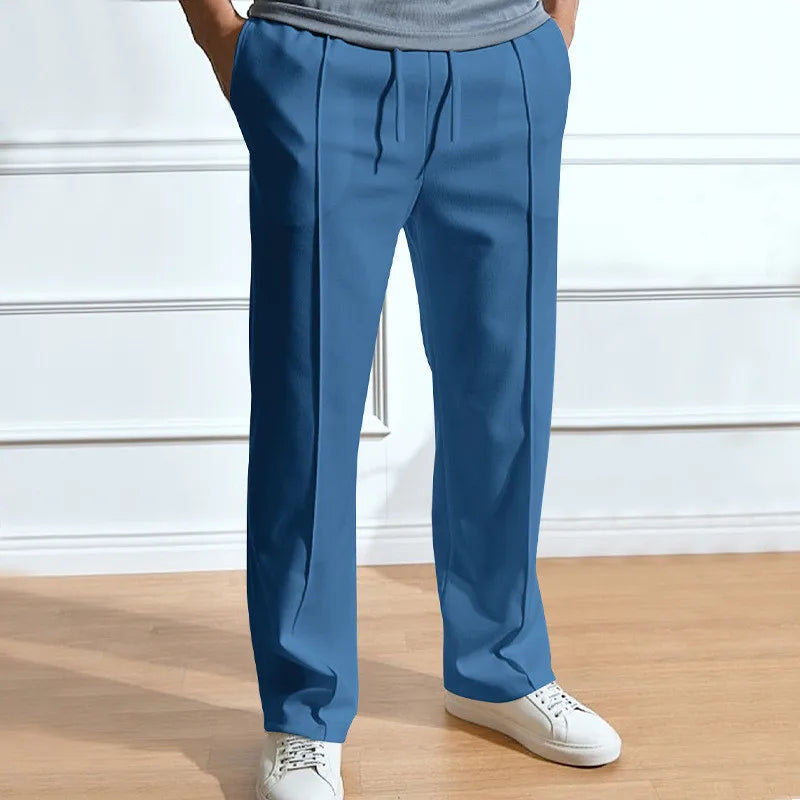 Heren Broek met Elastische Taille en Slank Silhouet Donkerblauw
