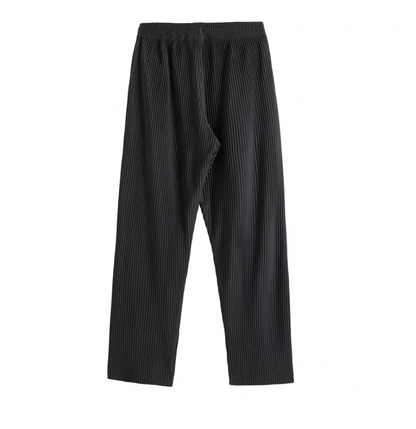 Heren Broek met Geplooide Textuur en Elastische Taille