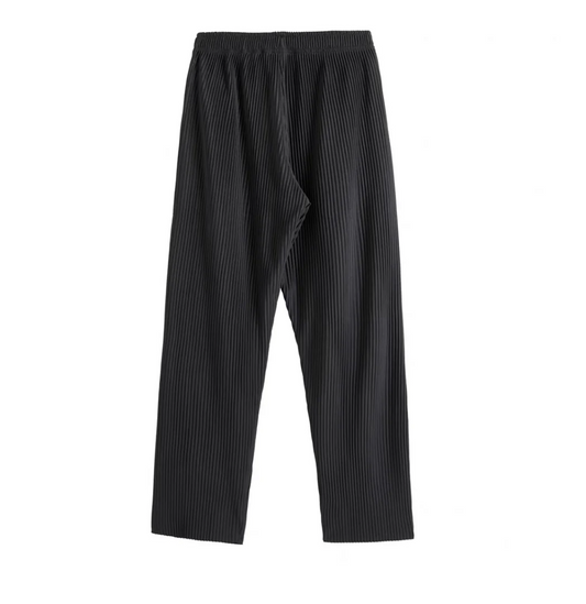 Heren Broek met Geplooide Textuur en Elastische Taille