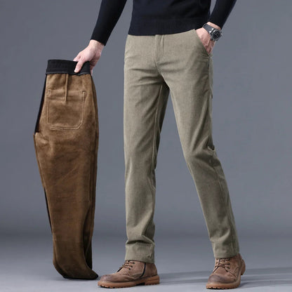 Heren Broek met Rechte Pijpen Khaki