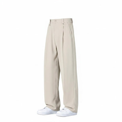 Heren Broek Wide Leg met Plooi en Elastische Tailleband