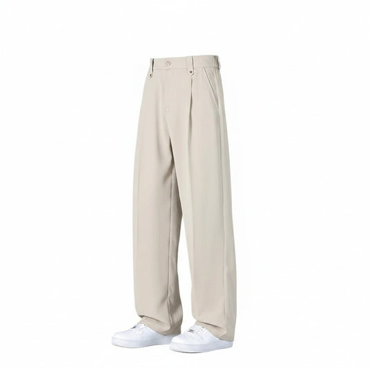Heren Broek Wide Leg met Plooi en Elastische Tailleband