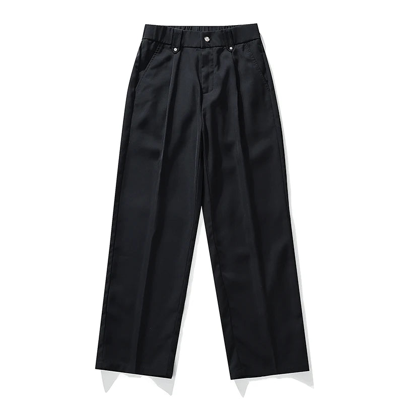 Heren Broek Wide Leg met Plooi en Elastische Tailleband