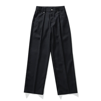 Heren Broek Wide Leg met Plooi en Elastische Tailleband
