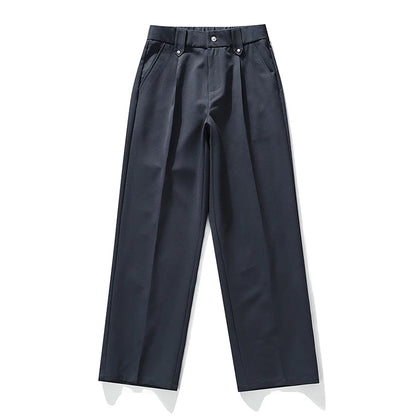 Heren Broek Wide Leg met Plooi en Elastische Tailleband