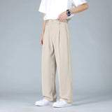 Heren Broek Wide Leg met Plooi en Elastische Tailleband