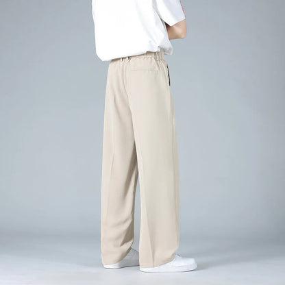 Heren Broek Wide Leg met Plooi en Elastische Tailleband