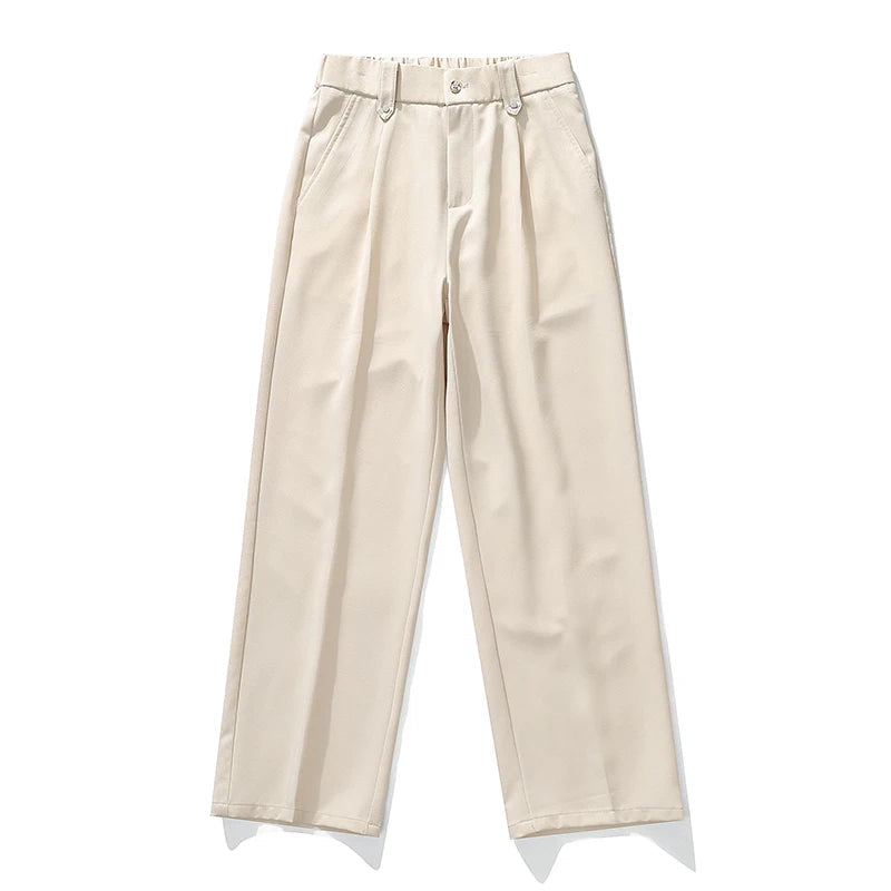 Heren Broek Wide Leg met Plooi en Elastische Tailleband