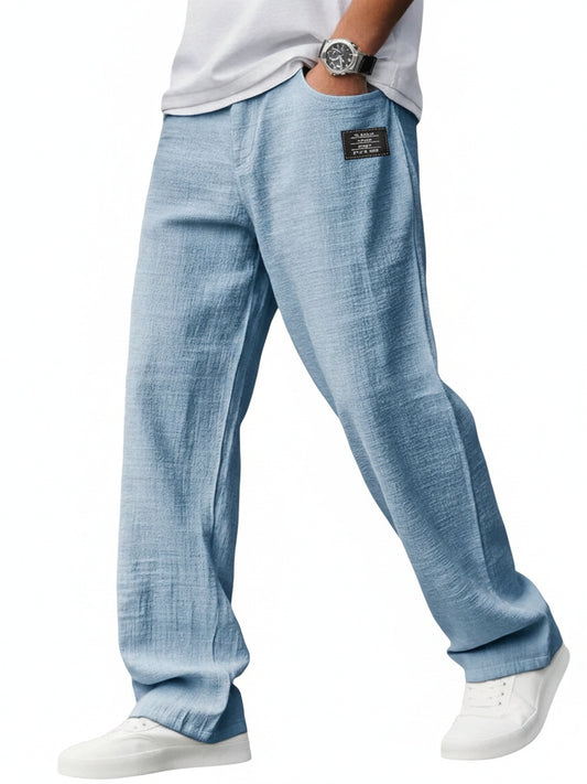 Heren Broek Wijd met Elastische Taille en Relaxed Fit