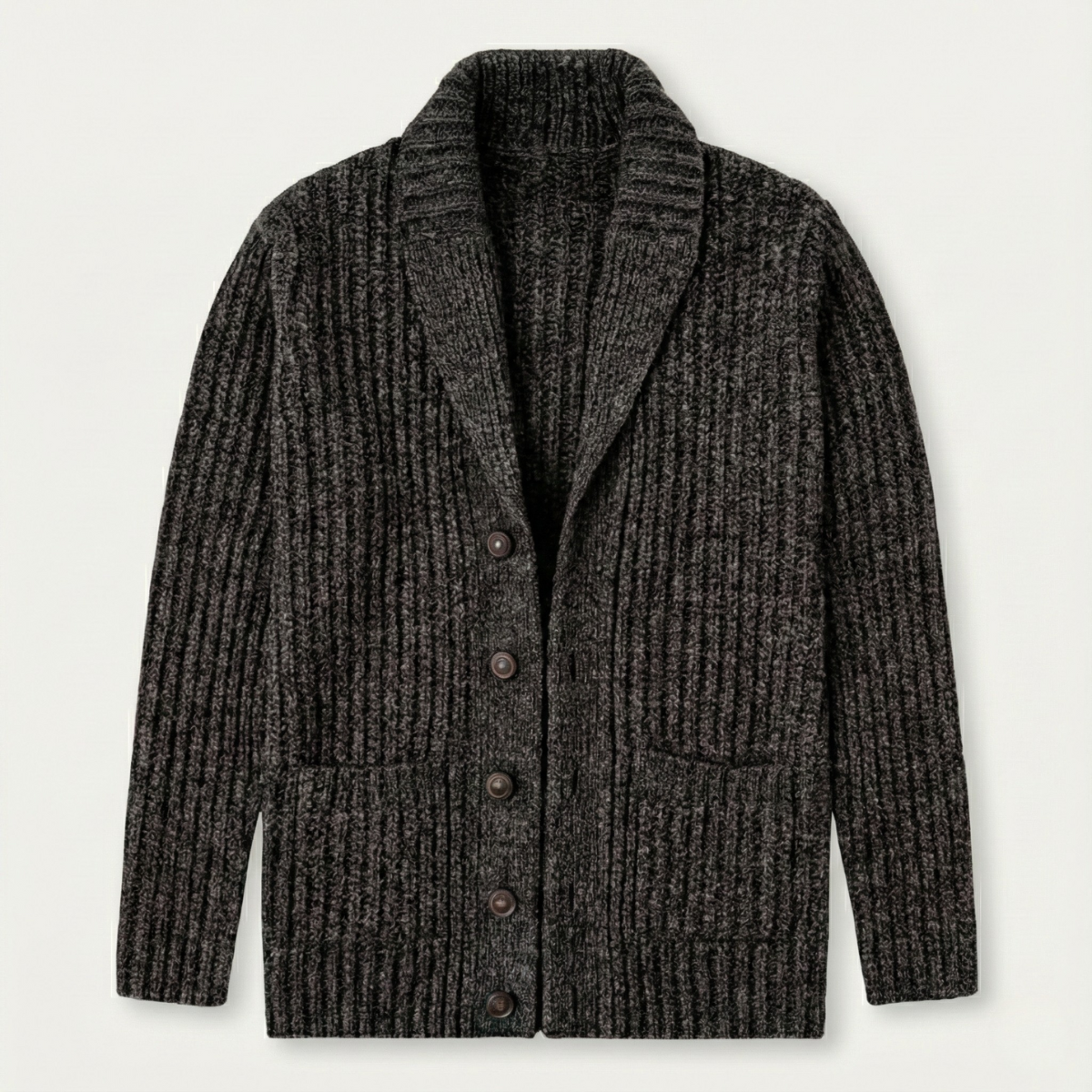 Heren Cardigan met Sjaalkraag en Knoopsluiting Donkergrijs