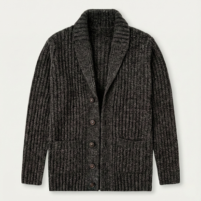 Heren Cardigan met Sjaalkraag en Knoopsluiting Donkergrijs